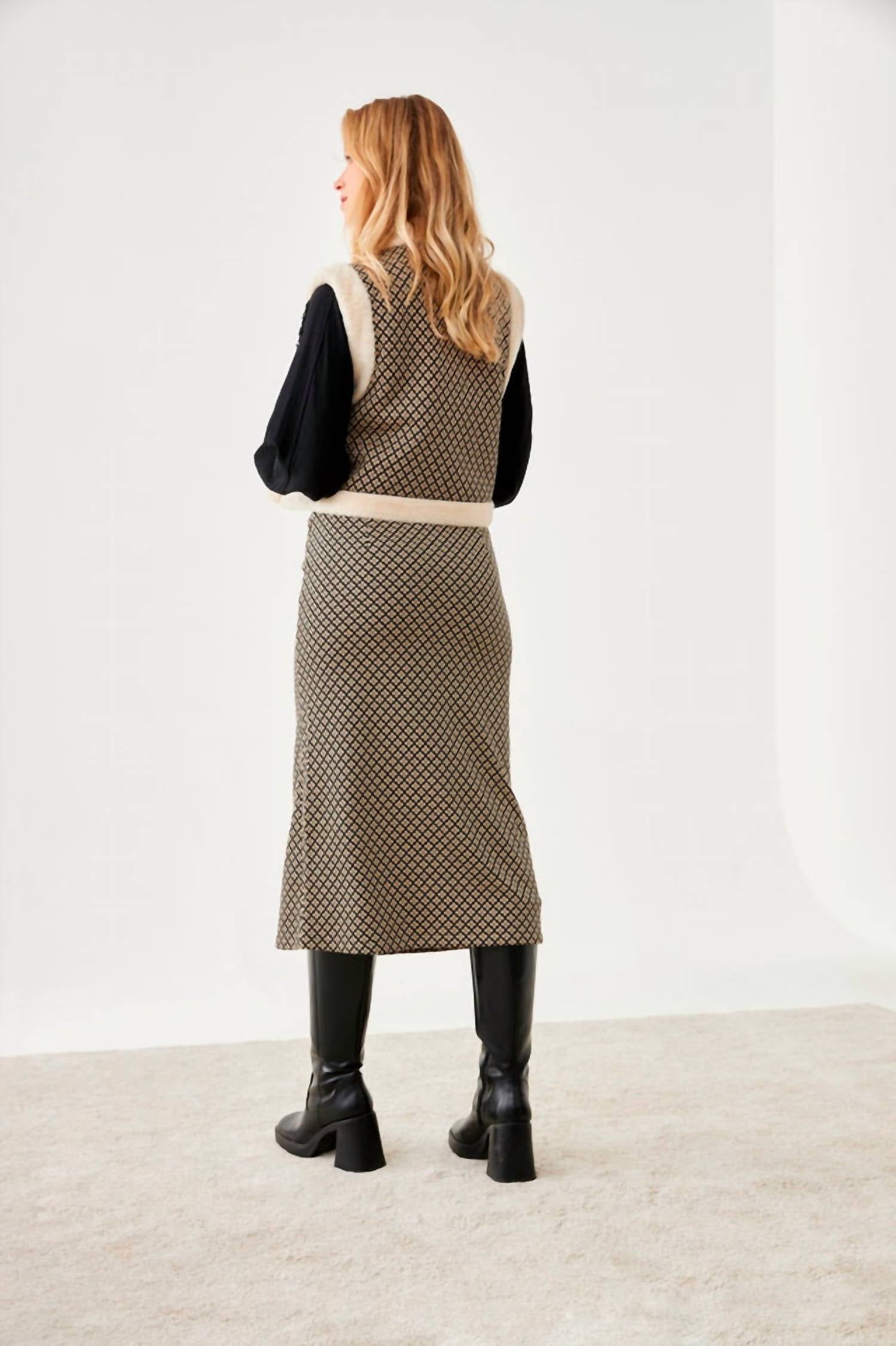 NUD by Nekane JACQUARD KNITTED SKIRT in tan black - women's skirt - detail view