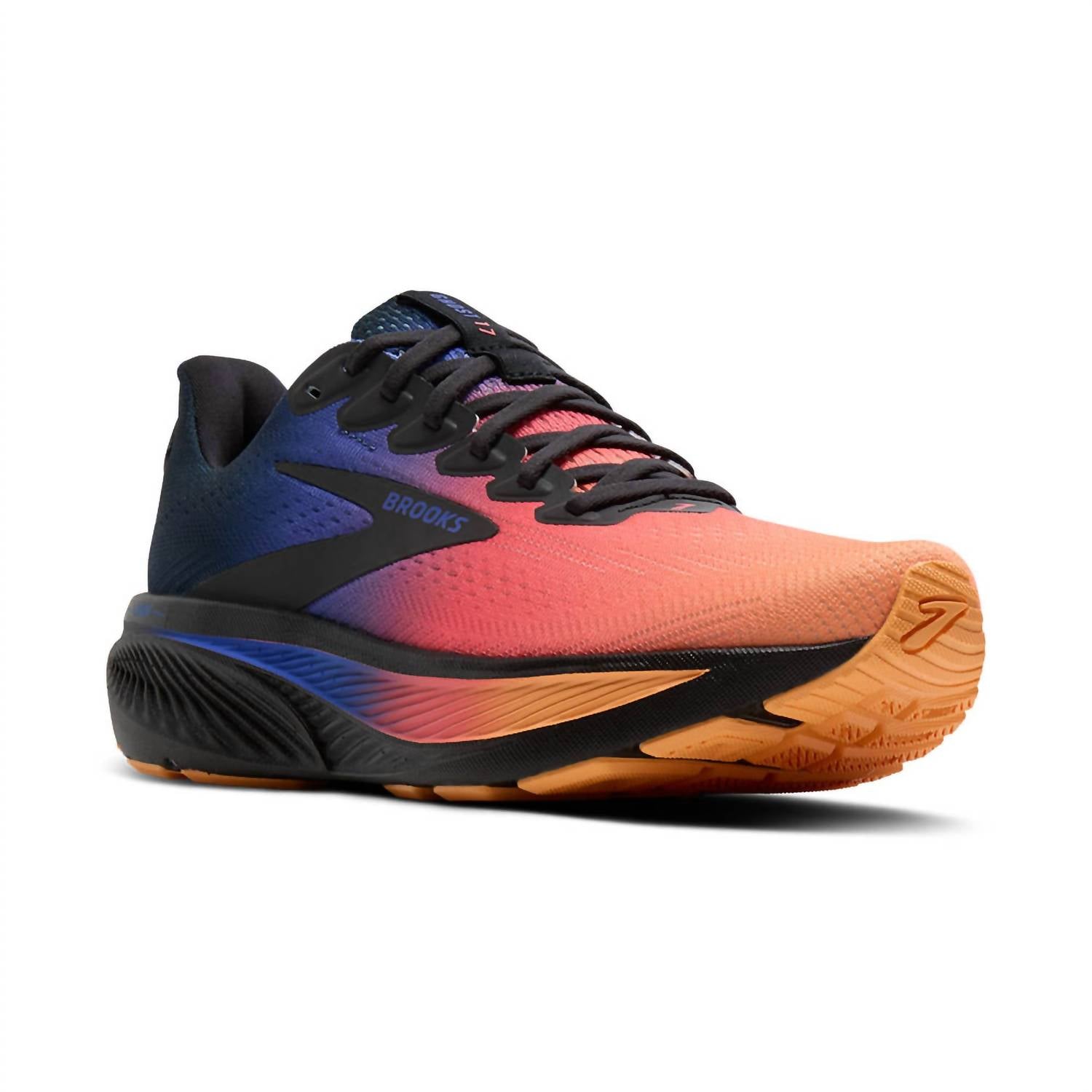 BROOKS Men's Ghost 17 Running Shoe in 434 night blue papaya - men's shoe