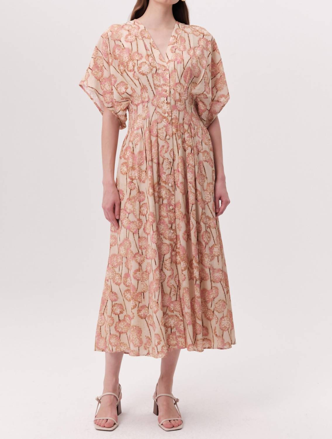 EXQUISE Mattie Midi Dress in beige - women's dress