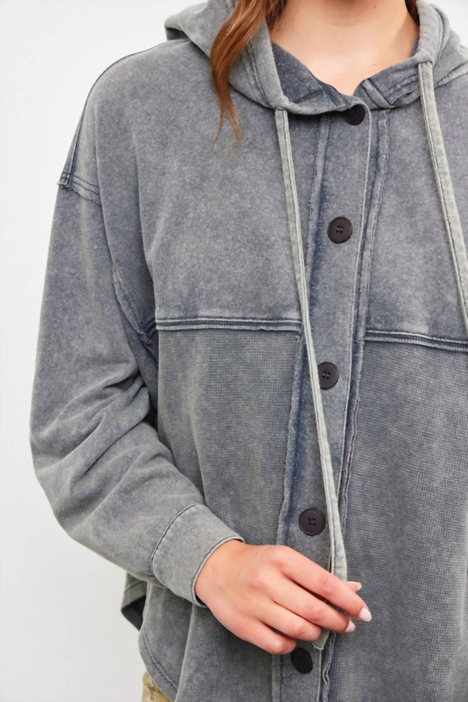 Mustard Seed - Waffle Mineral Wash Shacket