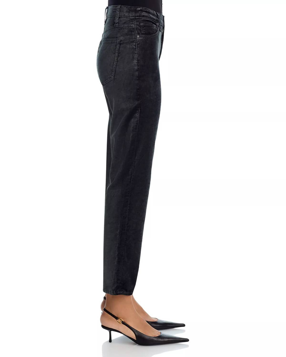 FRAME Le Sleek Straight Velveteen Jeans in green smoke - women's jeans - alternate view