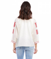 Karen Kane - Catrina Three-quarter Sleeve Embroidered Top