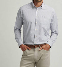 PETER MILLAR Hanford Performance Twill Shirt in classic navy - men's shirt