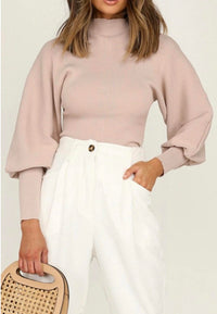 Esley Collection - Lovely mock neckline balloon sleeves top