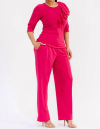 Karen T Design Pull-on Wide Leg Pants in pink - women's pants - alternate view