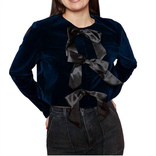 Sister Bloom - Brynn Velvet Bow Front Top