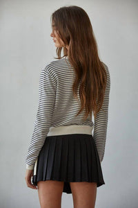 By Together - Striped Crew Neck Cardigan