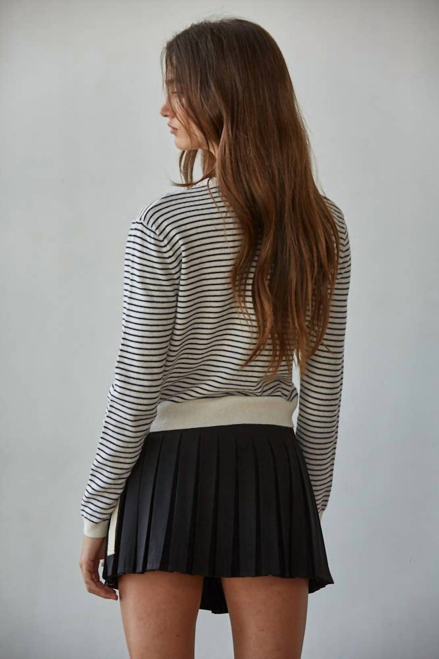 By Together - Striped Crew Neck Cardigan