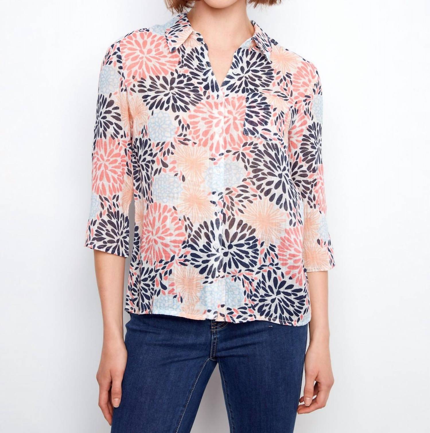 Charlie B - Printed Cotton Gauze Button Up Shirt