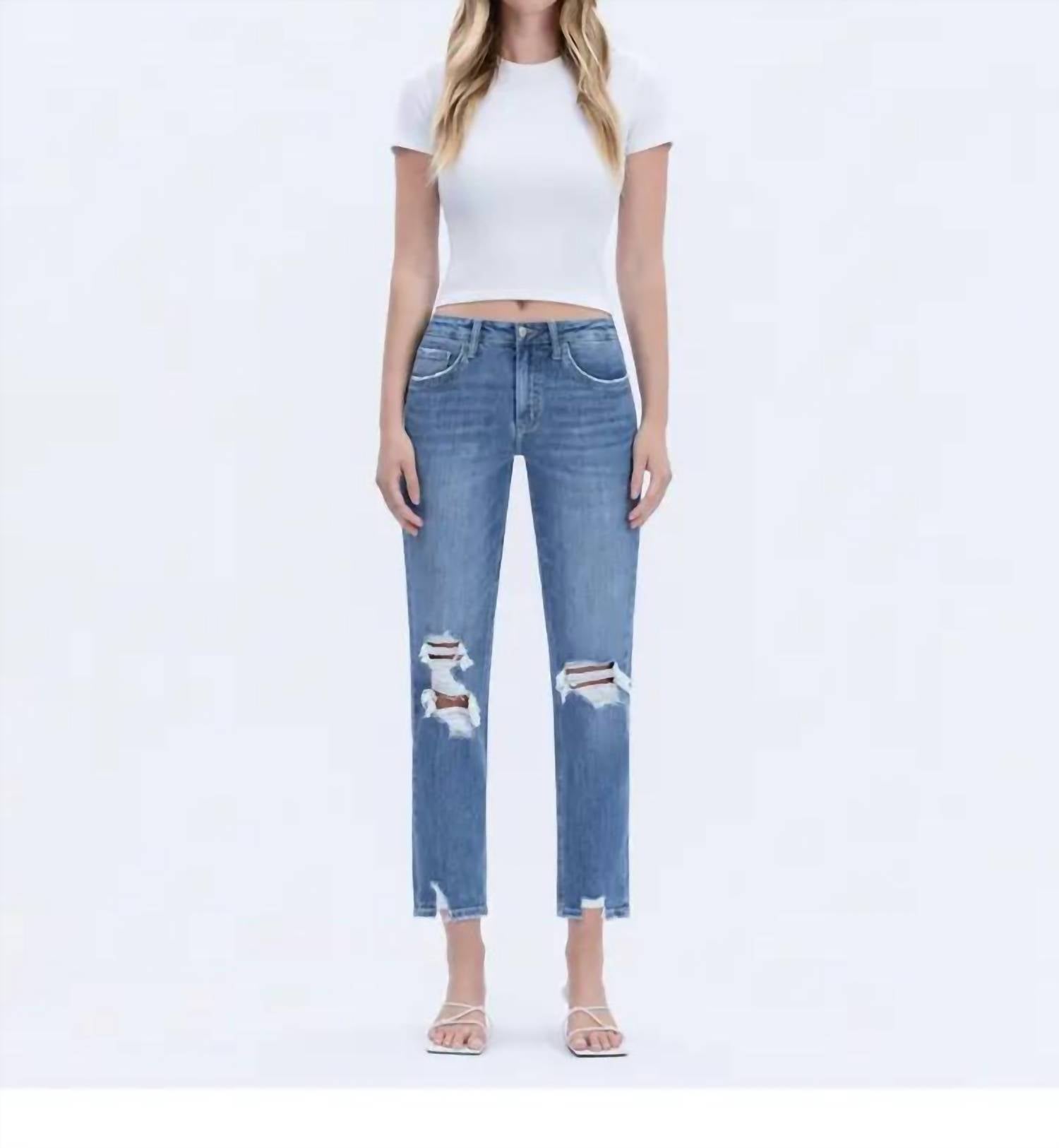 Vervet By Flying Monkey - High Rise Distressed Boyfriend Fit Jeans