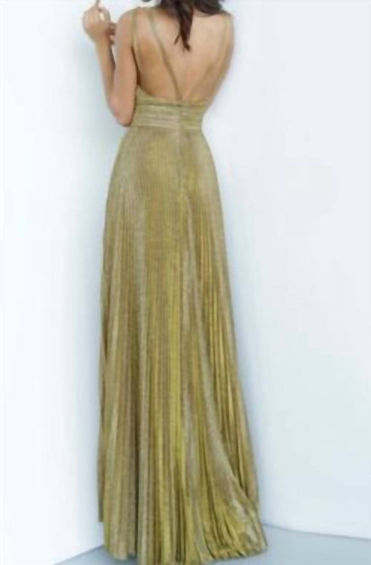 Jovani - Pleated Glitter Dress