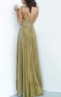 Jovani - Pleated Glitter Dress
