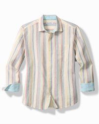 TOMMY BAHAMA Las Mantas Stripe Linen Shirt in sandstone - men's shirt - alternate view