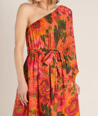 En Creme - Sun Soaked One Shoulder Waist Tie Dress