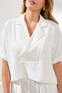 Tribal - Lapel Collar V-neck Short Sleeve Shirt