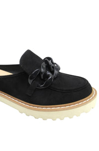 Pierre Dumas Women's Mora Slide On Shoes in black suede - women's shoe - detail view