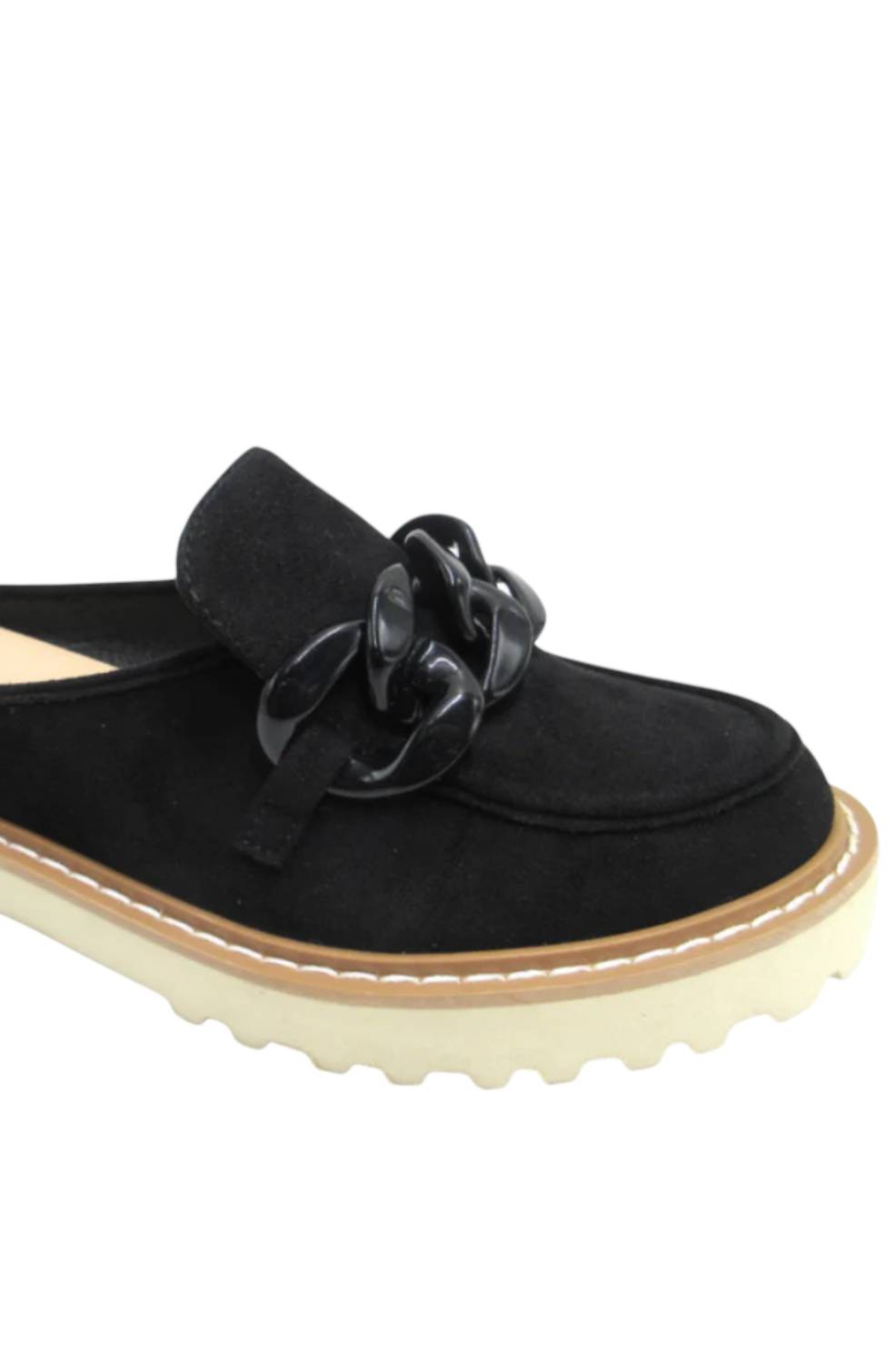 Pierre Dumas Women's Mora Slide On Shoes in black suede - women's shoe - detail view