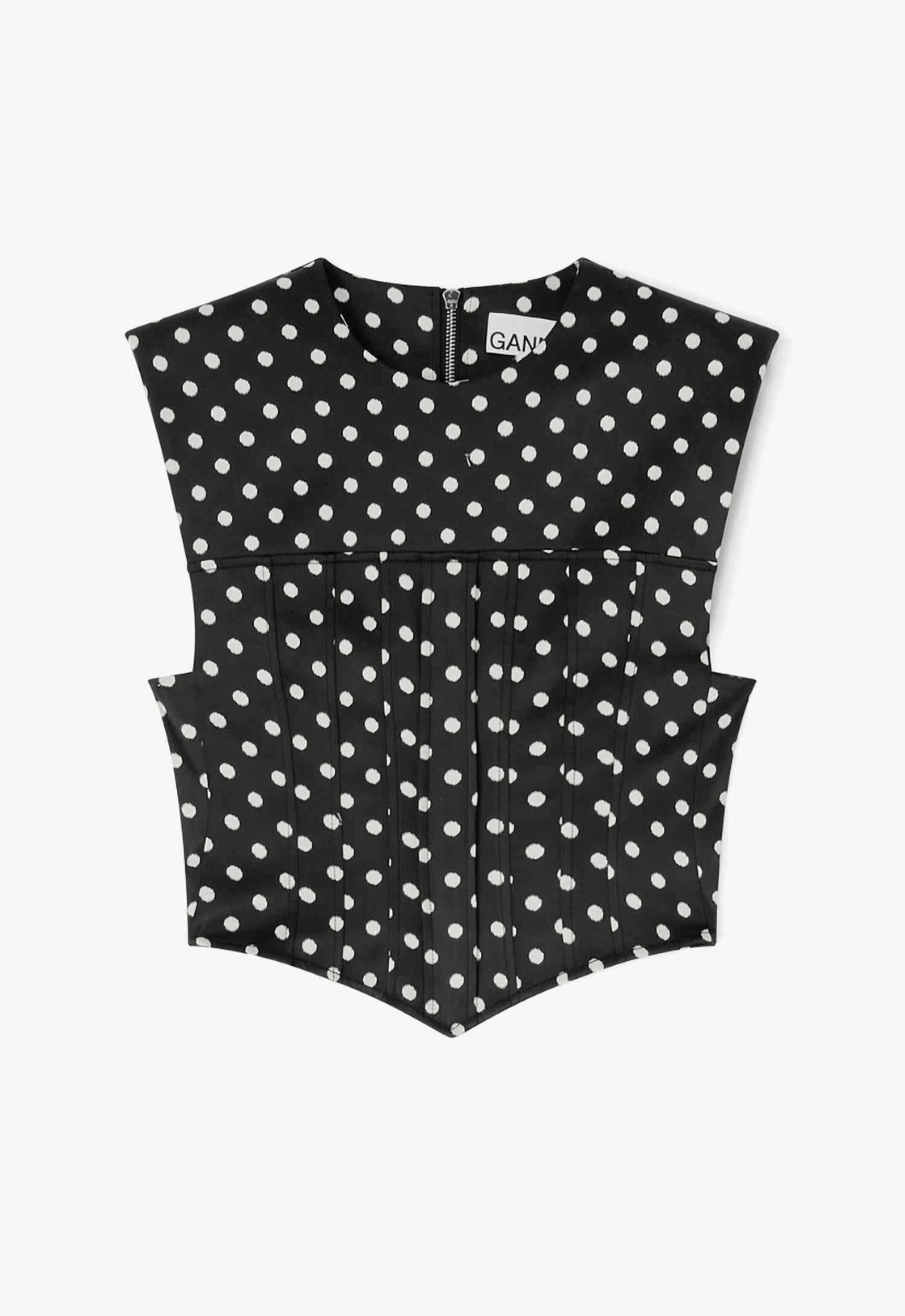 Ganni - Women's Printed Double Satin Corset Top