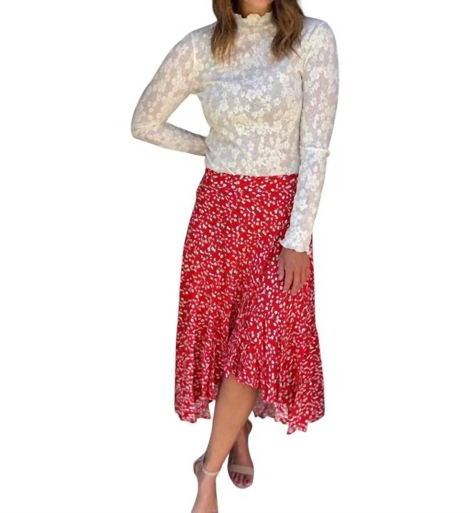 AEMI + CO Berti Floral Wrap Skirt in red - women's skirt