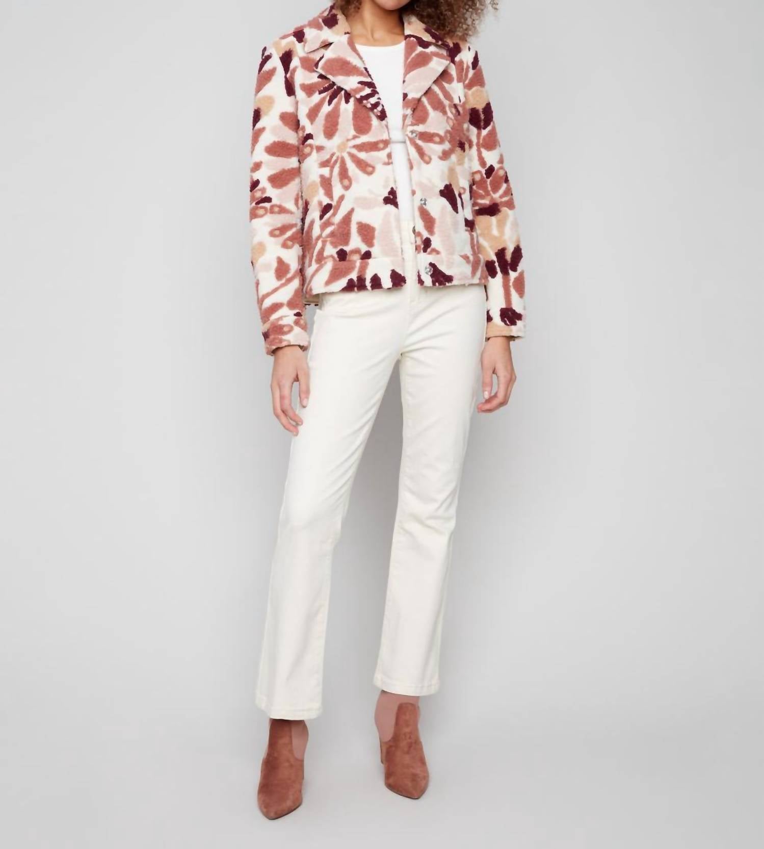 Charlie B - Sherpa Flocked Fleece Short Jacket