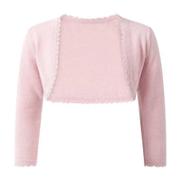 Rachel Riley Kid's Sparkle Scalloped Bolero in pink - kids' sweater