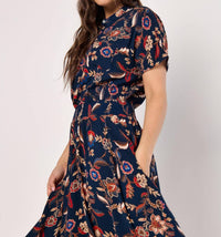 Apricot - Floral Magic Hanky Hem Midi Dress