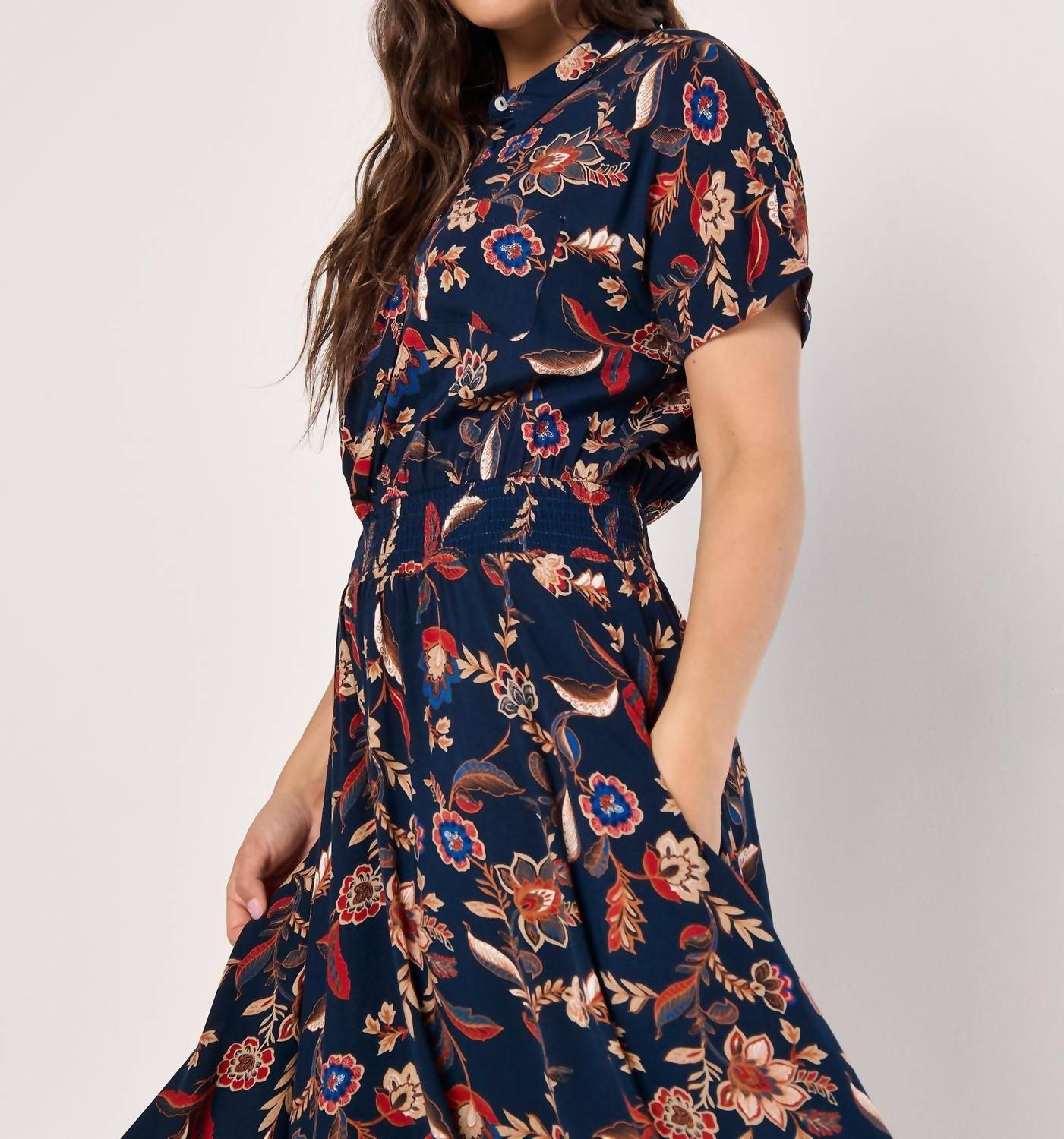 Apricot - Floral Magic Hanky Hem Midi Dress