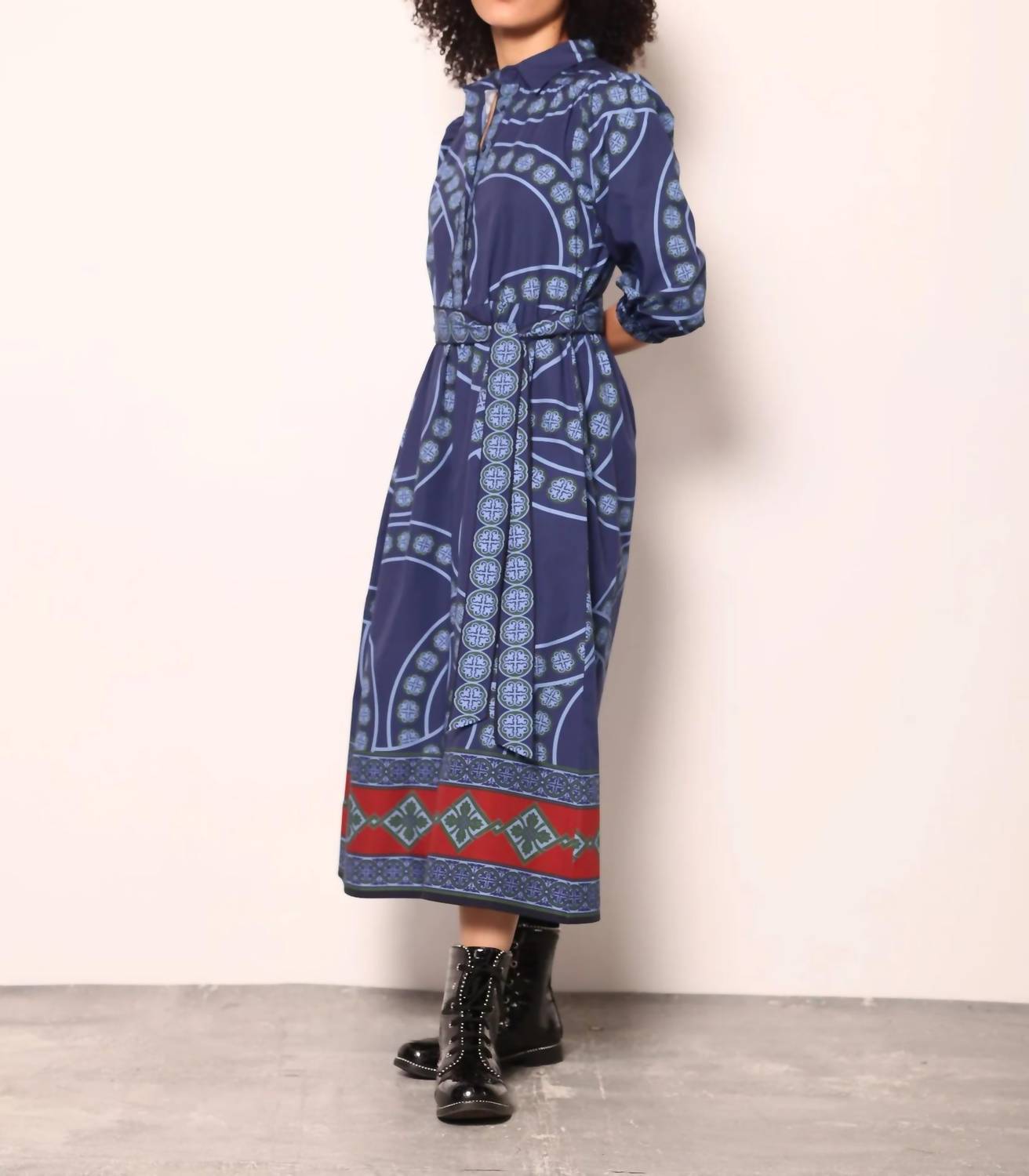 maude vivante Remi Midi Dress in vintage circles - women's dress - alternate view