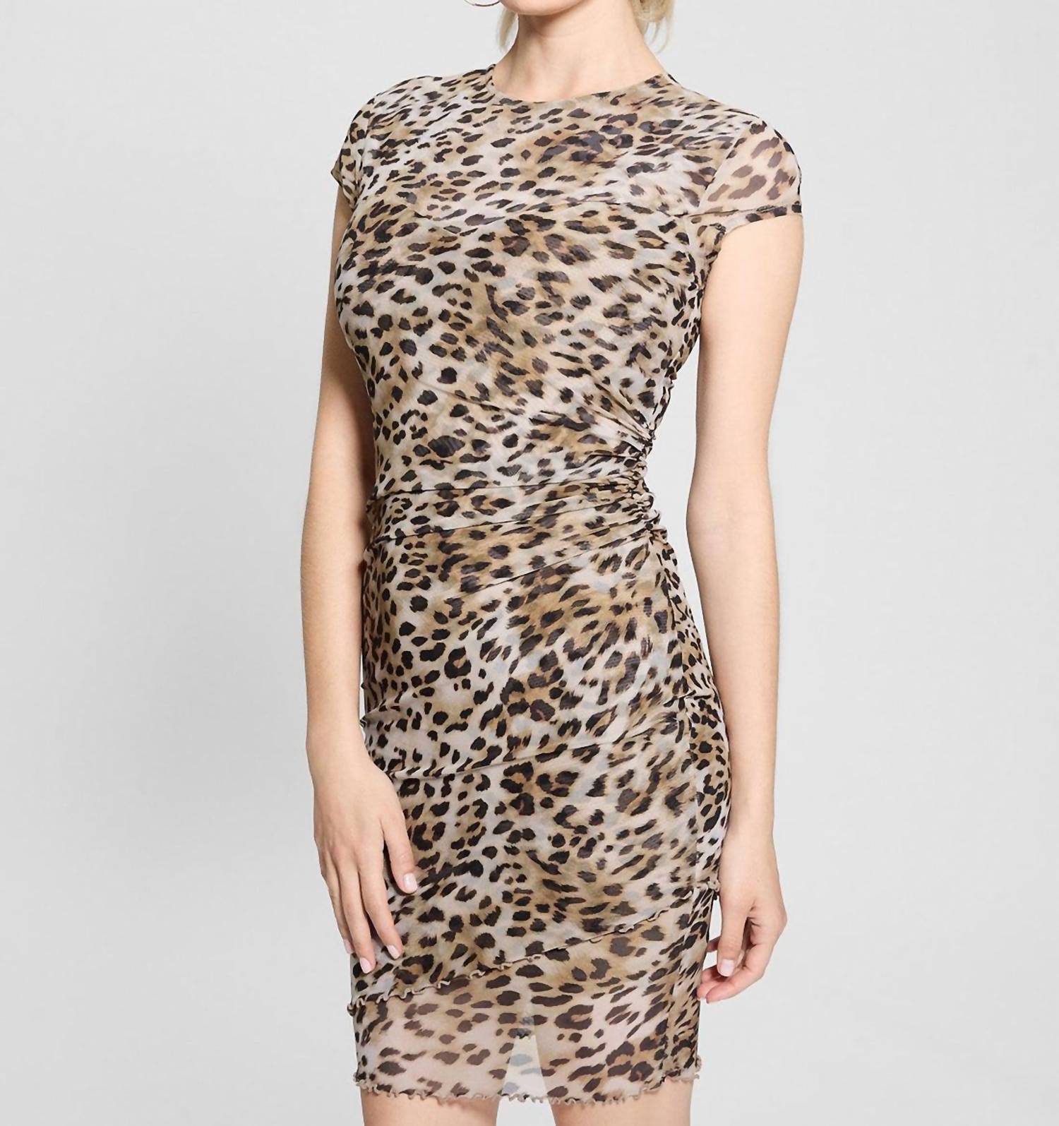 Guess Aida Mini Dress in cheetah skin print - women's dress - alternate view