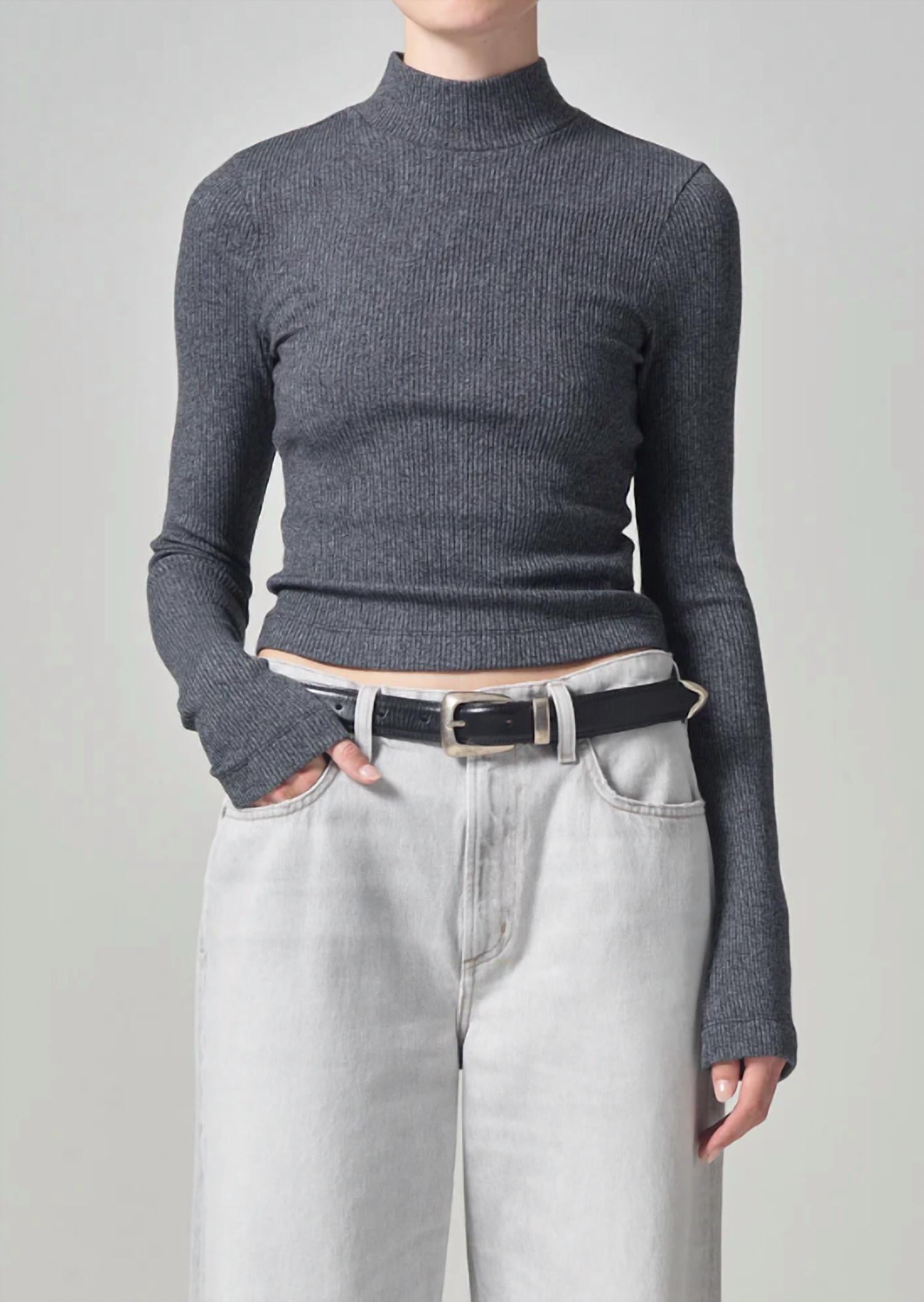 Citizens of Humanity Annatole Mock Neck Sweater in charcoal - women's sweater