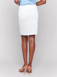 Charlie B - Stretch Denim Skort With Frayed Hem