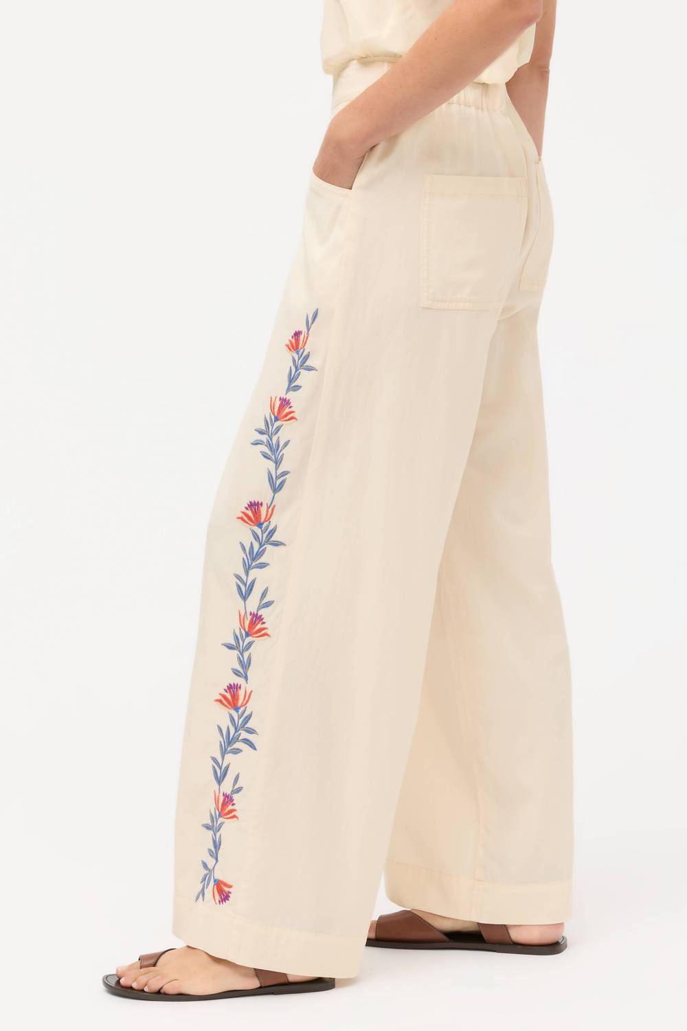 Johnny Was ELIZABETH WIDE LEG PLEAT PANT in ecru - women's pants - alternate view