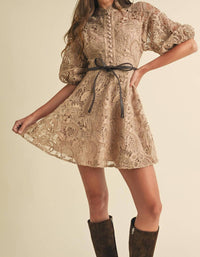 Eb Luxe - Kamilla Crochet Lace Mini Dress
