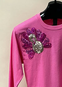 Bling A Gogo - Women's Long Sleeve Sequin Turkey Sweatshirt