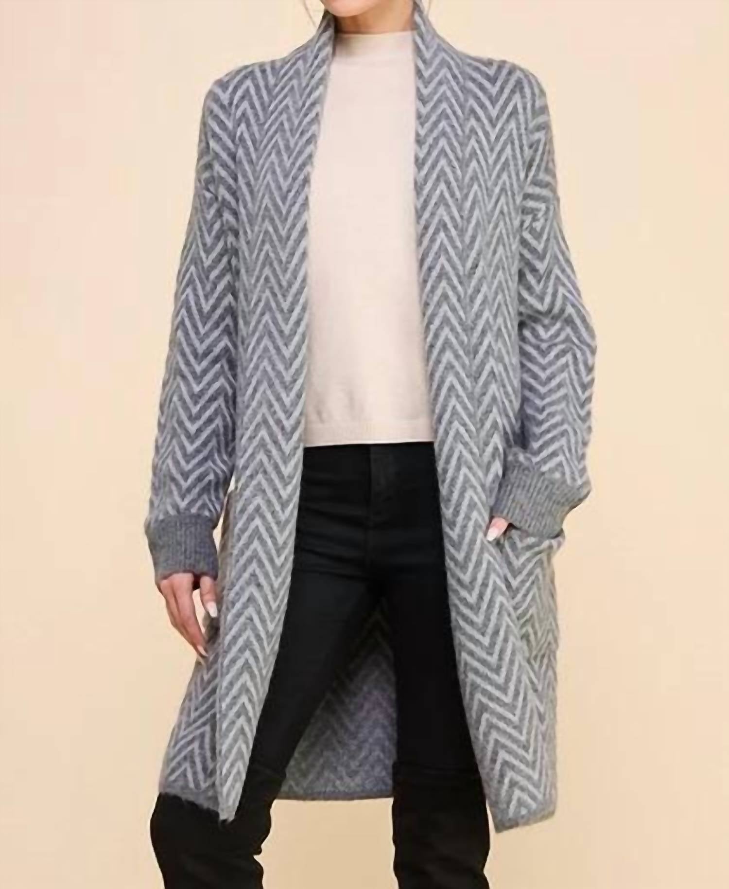 Allie Rose - Heathered Chevron Shawl Cardigan