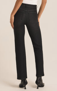 Z Supply Val Straight Leg Denim Pants in black sand - women's pants - alternate view