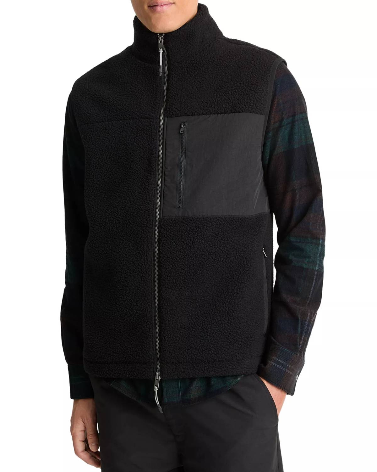 Vince Teddy Fleece Vest in black - men's jacket