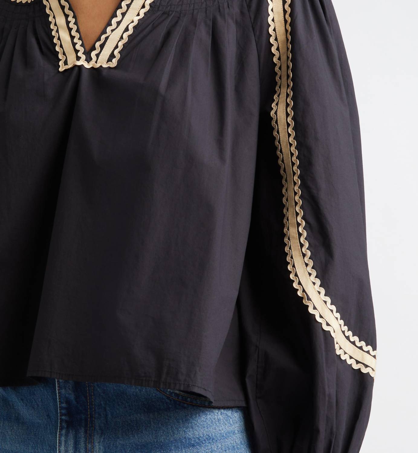 Ulla Johnson Laurenza Long Sleeve Top in noir - women's blouse - view 5