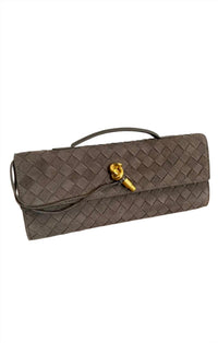 Mint Exclusives Women's Suede Knot Clutch Bag in taupe - women's bag