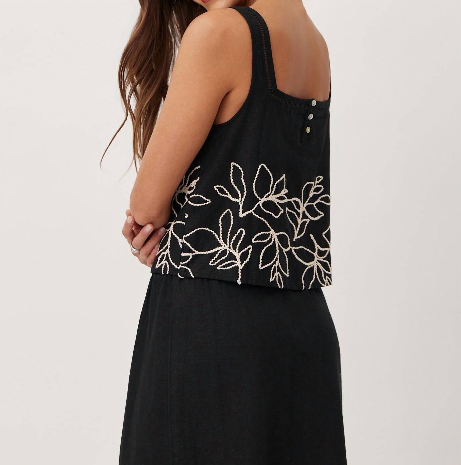 Bella Dahl - Square Neck Ladder Trim Top