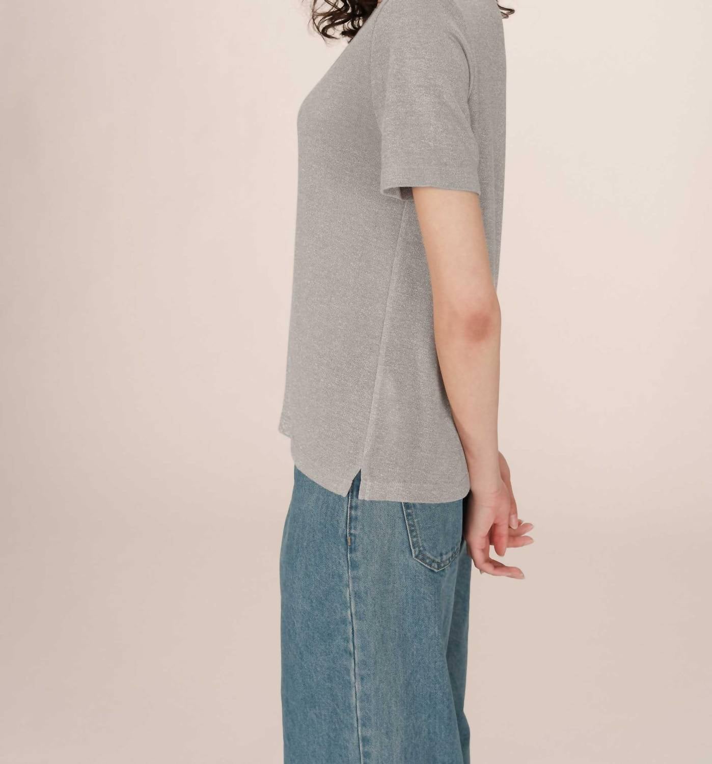 Grace & Mila - Stardust Lurex V-neck T-shirt