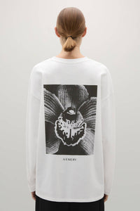 A.Emery Orchid Long Sleeve T-shirt in white - women's long sleeve top - detail view