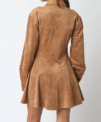 Olivaceous - Women's Kira Suede Button Down Dress