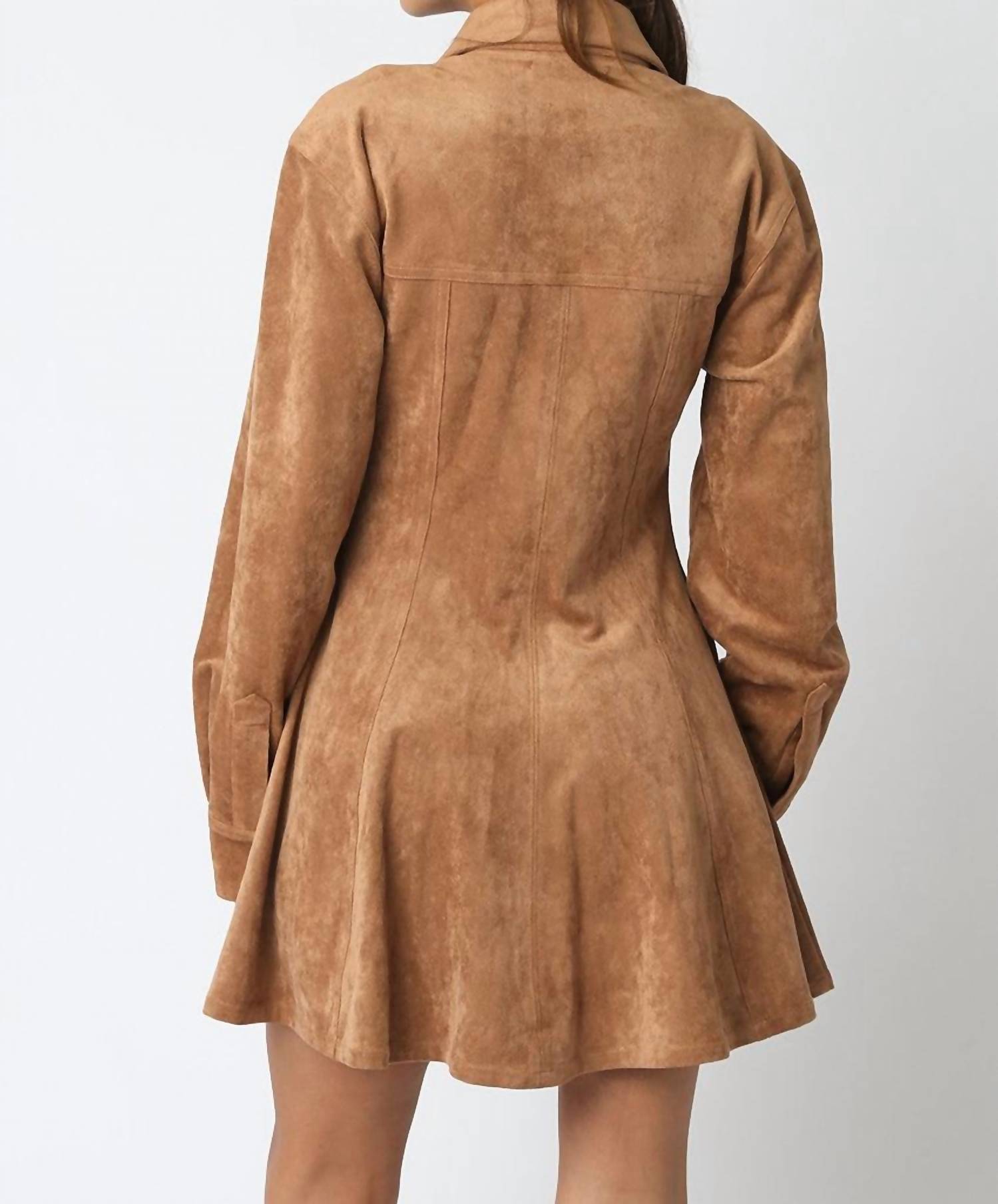 Olivaceous - Women's Kira Suede Button Down Dress