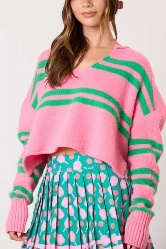 Peach Love - In a Rush Stripe Crop Sweater