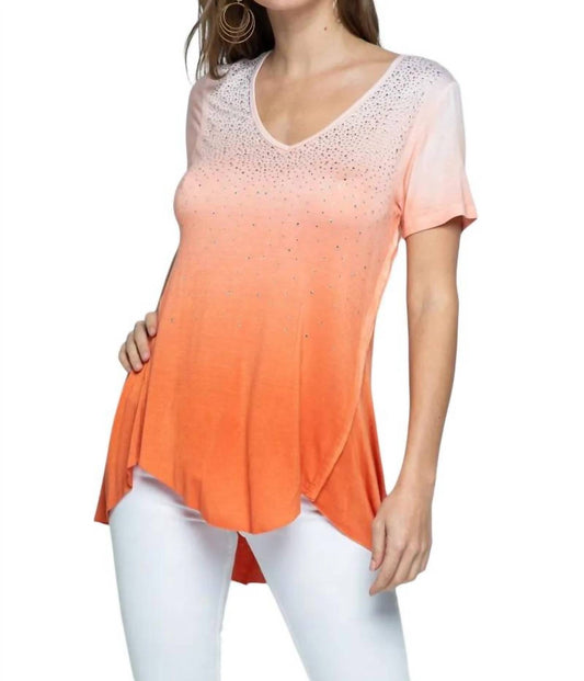 Vocal Apparel - Tie Dye Ombre Sequin Short Sleeve Top