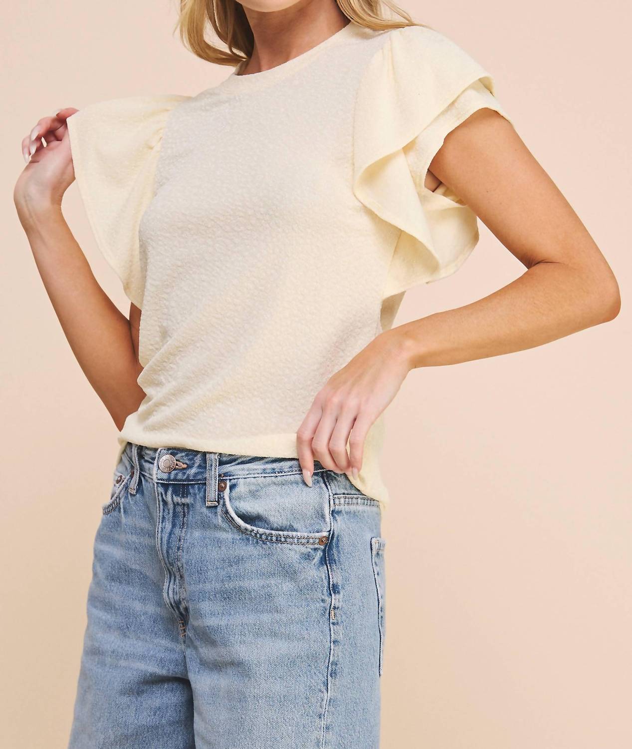 If She Loves - Sparkly Ruffle Sleeve Irvin Blouse