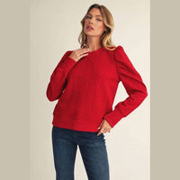 Jodifl - Puff Shoulder Textured Top