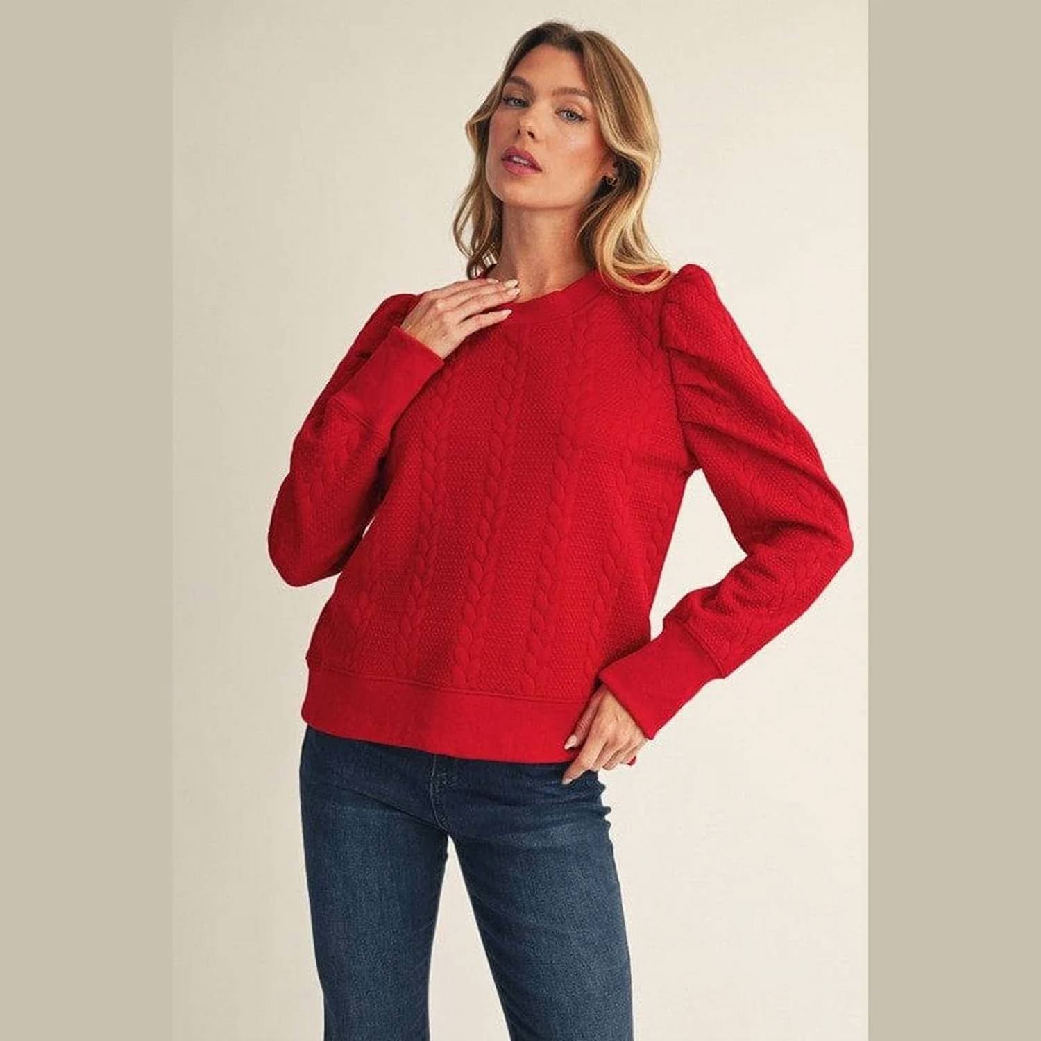 Jodifl - Puff Shoulder Textured Top