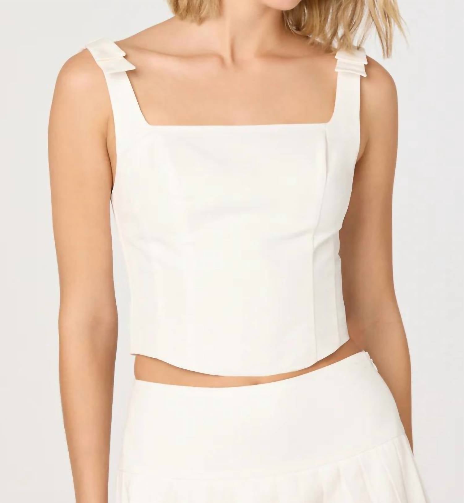 Astr - Alexcia Bow-strap Cropped Corset Top